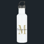 Gold Monogram Initial und Name Personalisiert Edelstahlflasche<br><div class="desc">Gold Monogram Initial und Name Personalisiert</div>