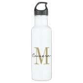 Gold Monogram Initial und Name Personalisiert Edelstahlflasche (Vorderseite)