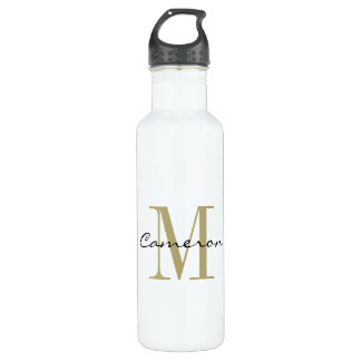 Gold Monogram Initial und Name Personalisiert Edelstahlflasche