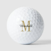 Gold Monogram Initial und Name Personalisiert Golfball (Vorderseite)
