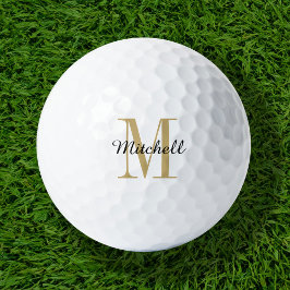 Gold Monogram Initial und Name Personalisiert Golfball