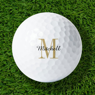 Gold Monogram Initial und Name Personalisiert Golfball