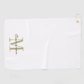 Gold Monogram Initial und Name Personalisiert Golfhandtuch (Horizontal)