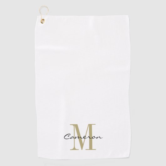 Gold Monogram Initial und Name Personalisiert Golfhandtuch (Vorderseite)