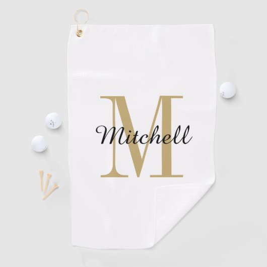 Gold Monogram Initial und Name Personalisiert Golfhandtuch (Insitu)