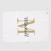 Gold Monogram Initial und Name Personalisiert Golfhandtuch (Horizontal)