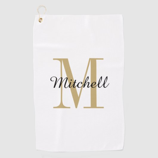 Gold Monogram Initial und Name Personalisiert Golfhandtuch (Vorderseite)