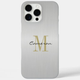 Gold Monogram Initial und Name Personalisiert Silv iPhone 16 Pro Max Hülle