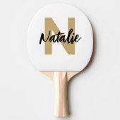 Gold Monogram Initial und Name Personalisiert Tischtennis Schläger (Vorderseite)