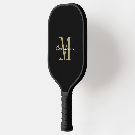 Gold Monogram Initial und Name Personalisiertes Ge Pickleball Schläger (Links)
