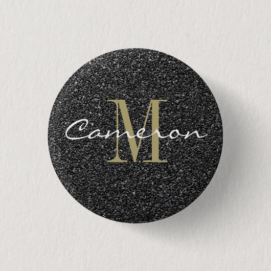 Gold Monogram Initial und Name Sandpaper Button (Vorderseite)