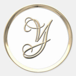 Gold Monogram Initial Y auf einer beliebigen Farbe Runder Aufkleber