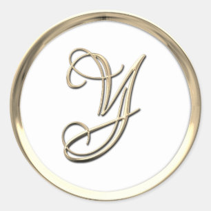 Gold Monogram Initial Y auf einer beliebigen Farbe Runder Aufkleber