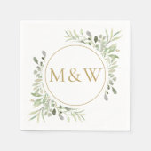 Gold Monogram Initials Greenerity Watercolor Folia Serviette (Vorderseite)