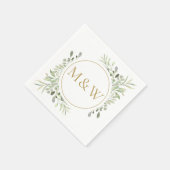 Gold Monogram Initials Greenerity Watercolor Folia Serviette (Ecke)
