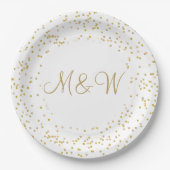 Gold Monogram Initials Script Gold Dust Pappteller (Vorderseite)