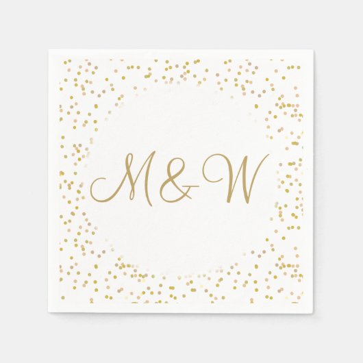 Gold Monogram Initials Script Gold Dust Serviette (Vorderseite)