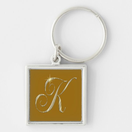 Gold Monogram K Initial Schlüsselanhänger Key Chai (Vorne)