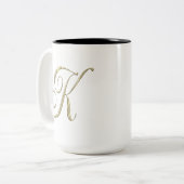 Gold monogram K initials Merchandise Zweifarbige Tasse (Vorderseite Links)