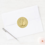 Gold Monogram L Siegel Wedding Invitation Holiday Runder Aufkleber (Umschlag)