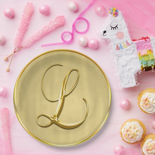 Gold Monogram L Wedding Custom Monogram Weddings Pappteller (Party)