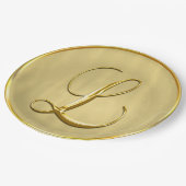 Gold Monogram L Wedding Custom Monogram Weddings Pappteller (Schrägansicht)
