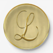 Gold Monogram L Wedding Custom Monogram Weddings Pappteller (Vorderseite)