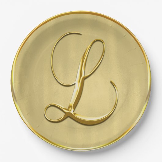 Gold Monogram L Wedding Custom Monogram Weddings Pappteller (Vorderseite)