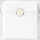Gold Monogram Leaf P Runder Aufkleber (Tasche)