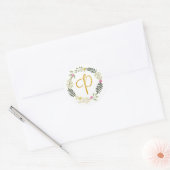 Gold Monogram Leaf P Runder Aufkleber (Umschlag)