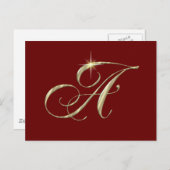 Gold Monogram Letter A Postkarte (Vorne/Hinten)