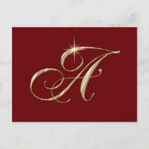 Gold Monogram Letter A Postkarte