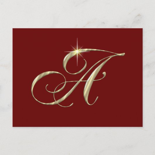 Gold Monogram Letter A Postkarte (Vorderseite)