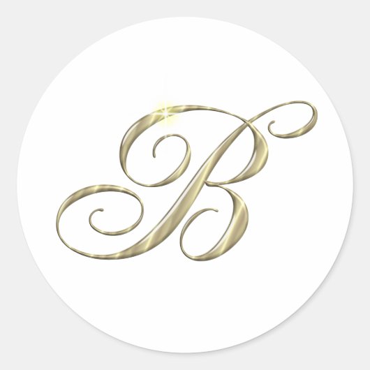 Gold Monogram Letter B Runder Aufkleber (Vorderseite)