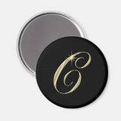 Gold Monogram Letter C Initials Magnet (Vorderseite/Rückseite)