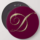 Gold Monogram Letter D Initials Button (Vorne & Hinten)