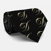 Gold Monogram Letter D Initials Krawatte (Gerollt)
