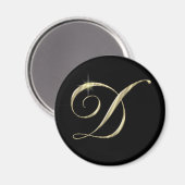 Gold Monogram Letter D Initials Locker Magnet (Vorderseite/Rückseite)