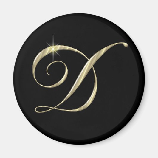 Gold Monogram Letter D Initials Locker Magnet (Vorne)