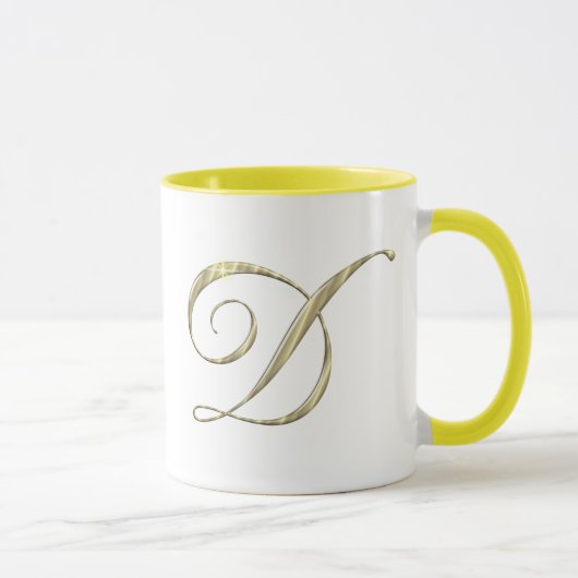Gold Monogram Letter D Initials Tasse (Rechts)