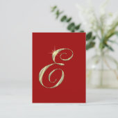 Gold Monogram Letter E Initial Postkarte (Stehend Vorderseite)