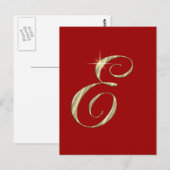 Gold Monogram Letter E Initial Postkarte (Vorne/Hinten)
