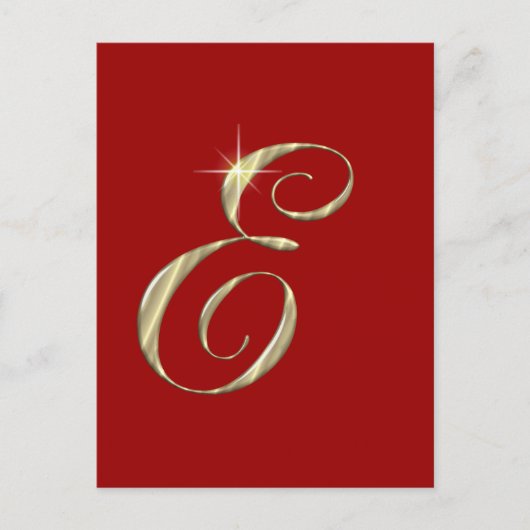 Gold Monogram Letter E Initial Postkarte (Vorderseite)