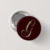 Gold Monogram Letter G Initials Button (Vorne & Hinten)