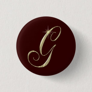 Gold Monogram Letter G Initials Button