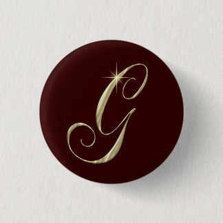 Gold Monogram Letter G Initials Button