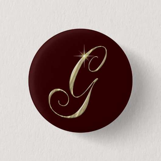 Gold Monogram Letter G Initials Button (Vorderseite)