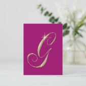Gold Monogram Letter G Initials Postkarte (Stehend Vorderseite)