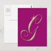 Gold Monogram Letter G Initials Postkarte (Vorne/Hinten)