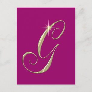 Gold Monogram Letter G Initials Postkarte